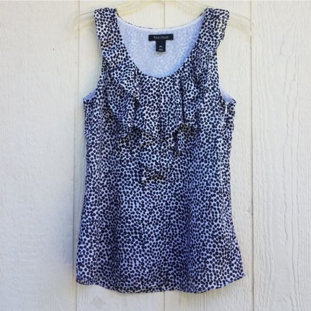 White house black market polka dot blouse size XS